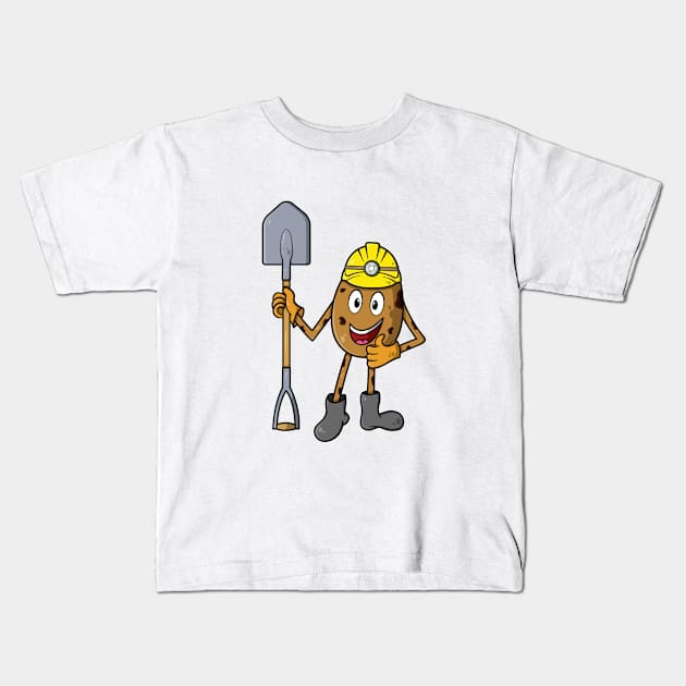 Miner potato holding a shovel Kids T-Shirt by TTirex